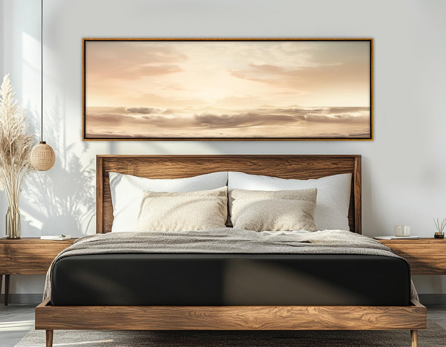 Sepia Ocean Canvas Print – Large Framed Canvas Art | Dramatic Sea Painting