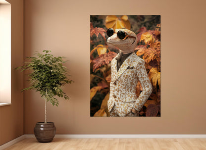 Gecko Canvas Print – Funny Gecko Wall Art | Framed & Ready to Hang, Party Wall Decor