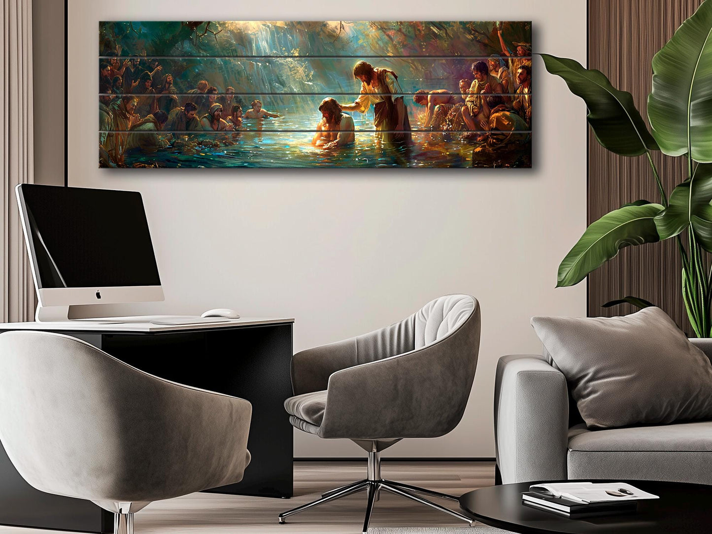 Baptism of Jesus Painting - Wood Wall Art | Jesus Baptism Print on Wood