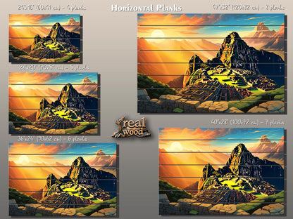 Machu Picchu Wall Art – Abstract Wood Plank Wall Decor, Peruvian Gift Idea