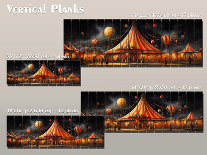 Carnival,  Circus Print On Natural Wood