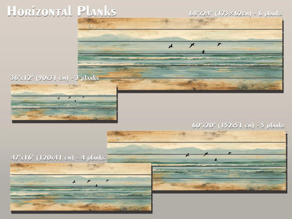 Coastal Wood Art – Pelican Wall Print on Natural Linden Wood, Rustic Beach Decoration