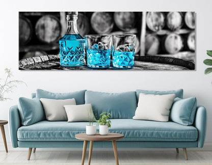 Blue Curacao Canvas Print – Abstract Cocktail Wall Art | Ready to Hang Framed Canvas
