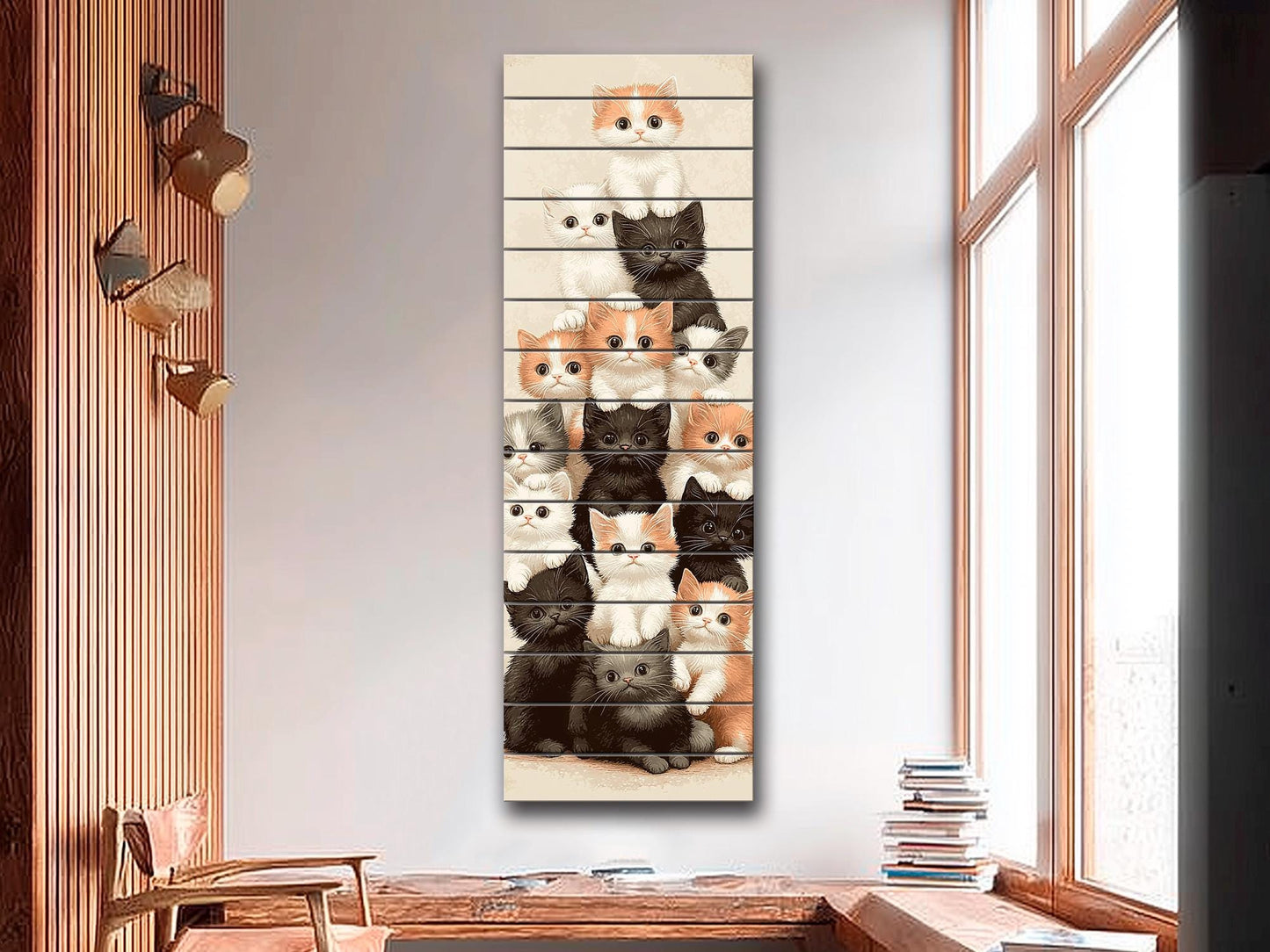 Kitten Print on Wood, Rustic Cats Wall Art, Cat Lover Gift