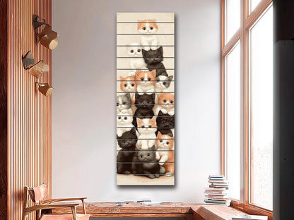 Kitten Print on Wood, Rustic Cats Wall Art, Cat Lover Gift