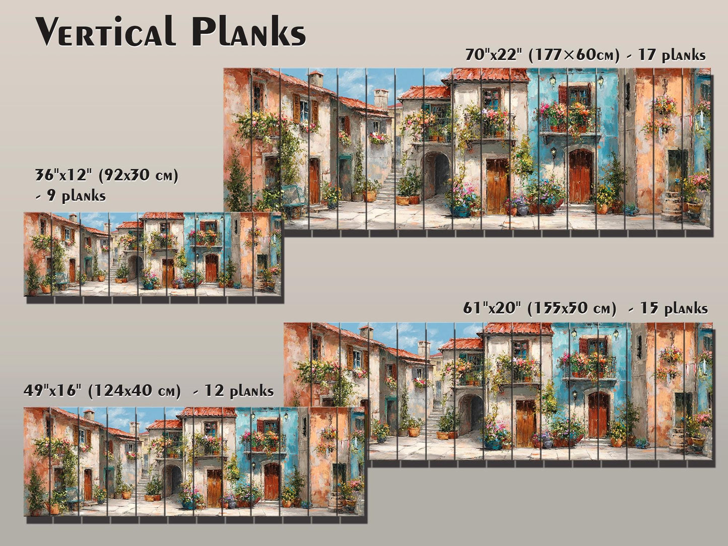 Italian Wood Wall Art - Handcrafted Wood Print Featuring Flower Balcony & Rustic Decor
