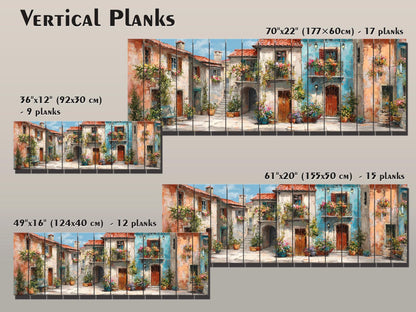 Italian Wood Wall Art - Handcrafted Wood Print Featuring Flower Balcony & Rustic Decor
