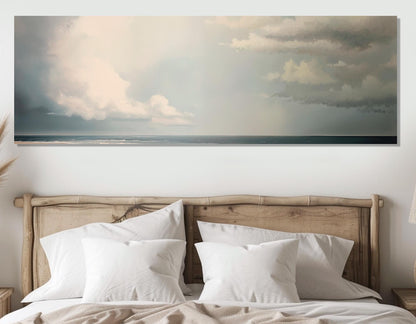 Scenic Sky over Sea Canvas Print, Soft Colors Sky Wall Art, Framed & Ready to Hang