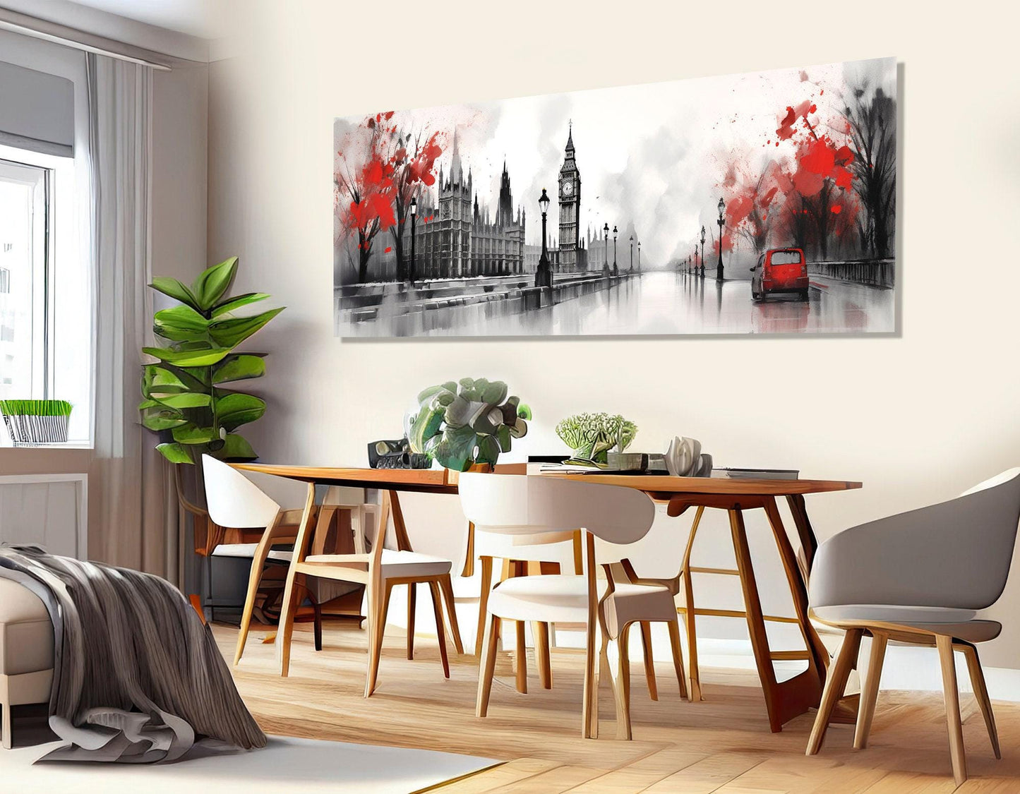 London Canvas Print - Modern Wall Art | Large Abstract City Painting, Ready to Hang