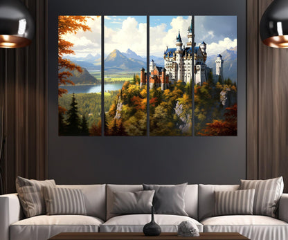 Neuschwanstein Castle Canvas – Framed Castle Wall Art | Ready to Hang Large Poster
