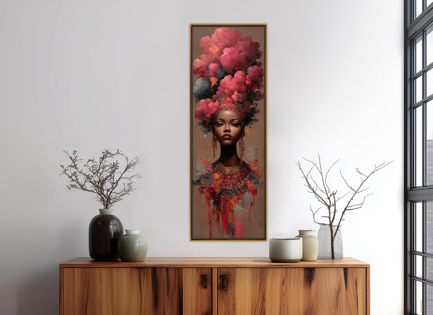 African Woman Portrait Canvas – Framed Canvas Print | Tribal Wall Art, Ready to Hang