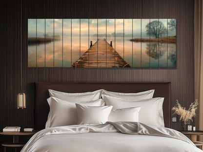 Rustic Wood Wall Art – Old Fishing Bridge Art on Natural Wood Print | Ready to Hang
