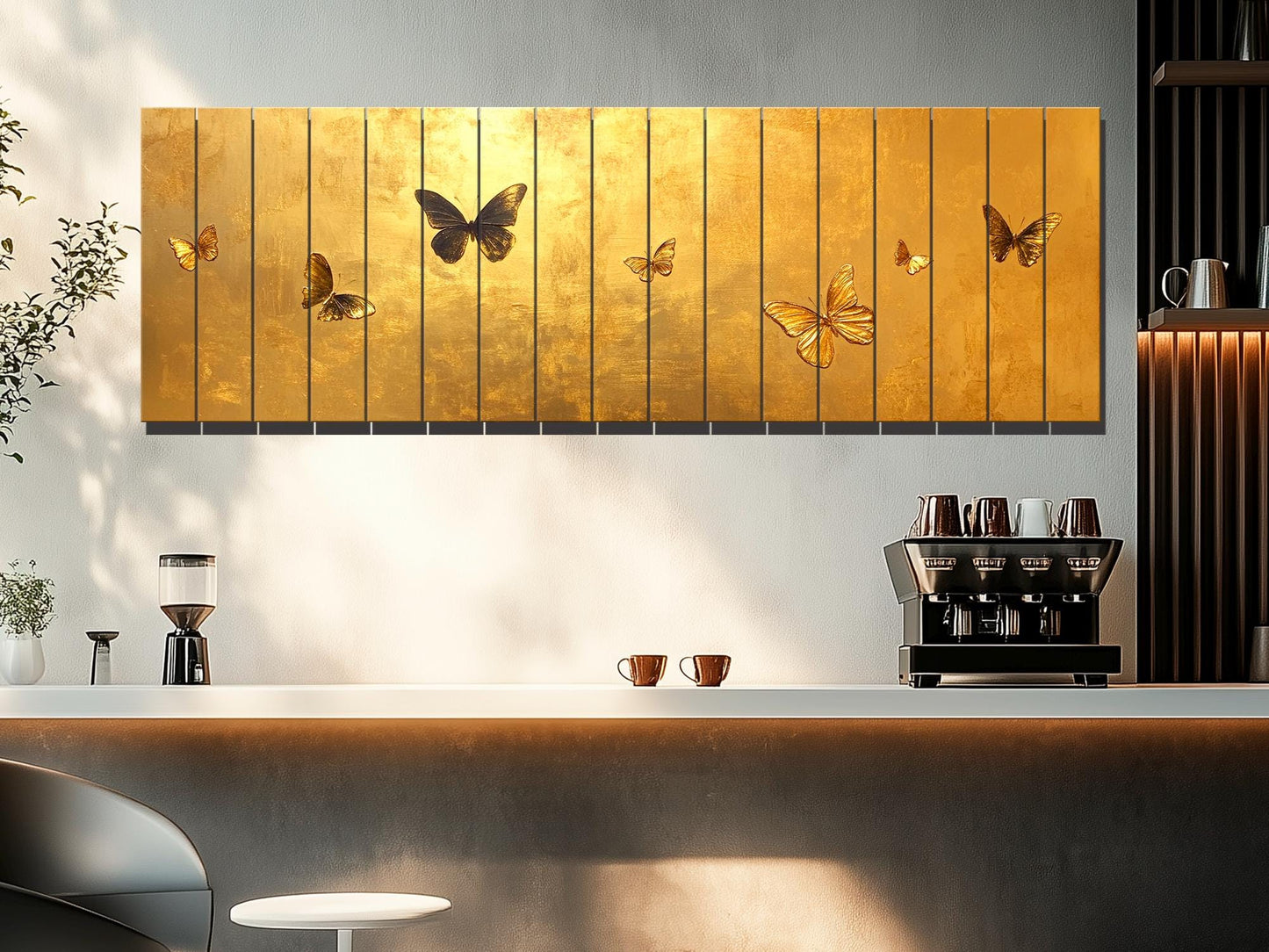 Gold Butterfly Wall Art - Printed Wood Panel | Luxury Wood Wall Decor