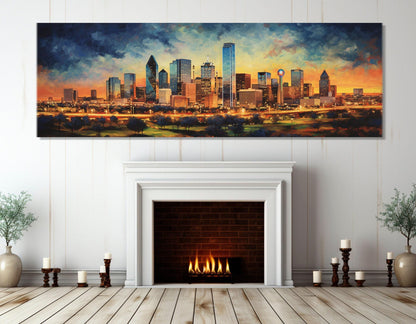 Dallas Canvas Print – Abstract City Painting | Large Gallery Wrapped Canvas Art