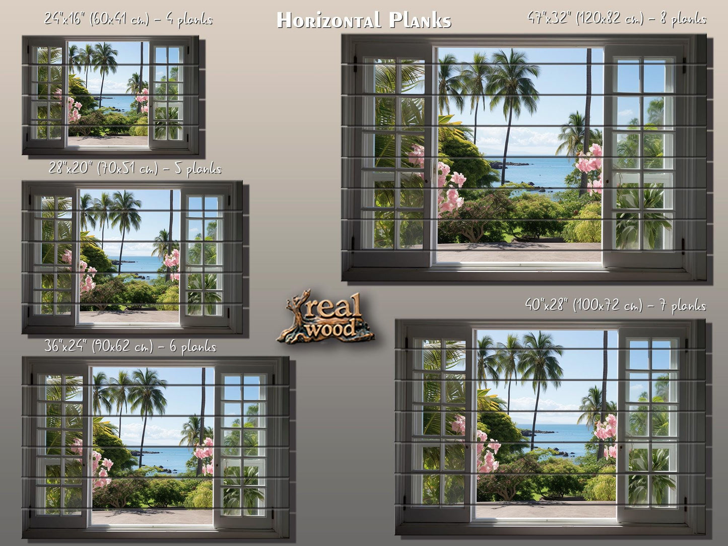 Wood Wall Art – Tropical View Print on Wood | Ready to Hang Wooden Wall Decor