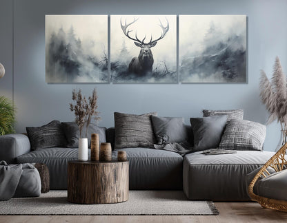 Deer Wall Art – Majestic Misty Forest Canvas Print | Framed & Ready to Hang