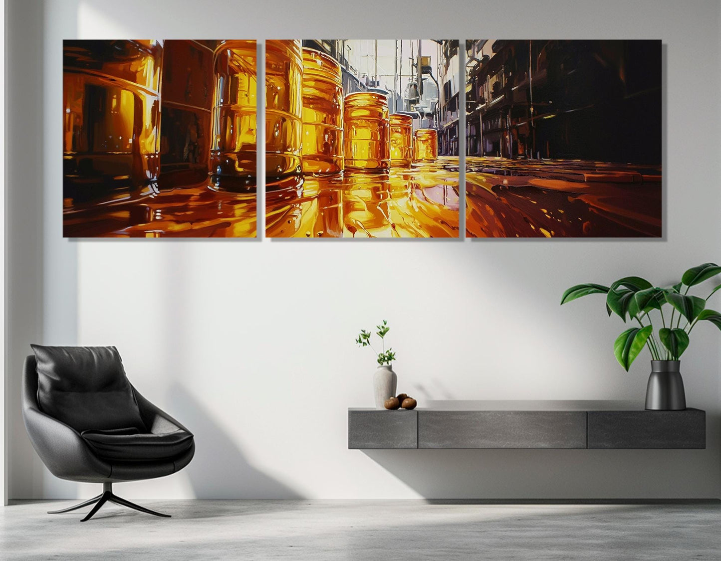 Petrol Factory Canvas Print – Framed Cotton Wall Art | Industrial Oil Production Decor