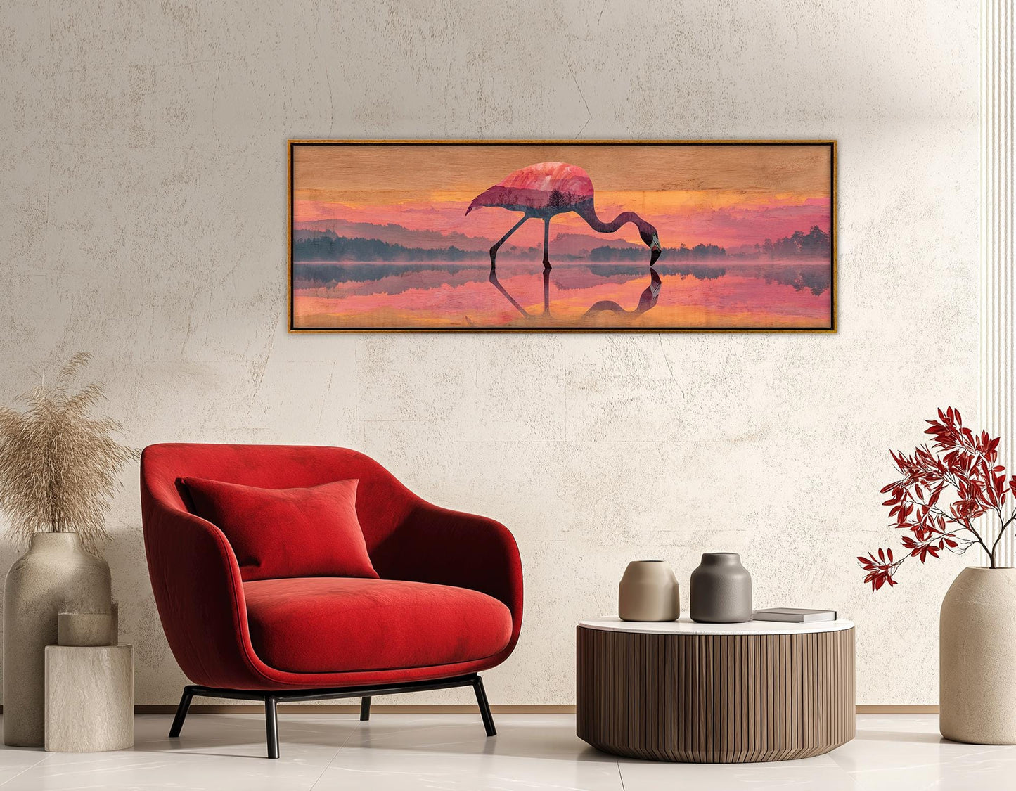 Flamingo Canvas Wall Art, Romantic Wall Decor, Framed and Ready to Hang