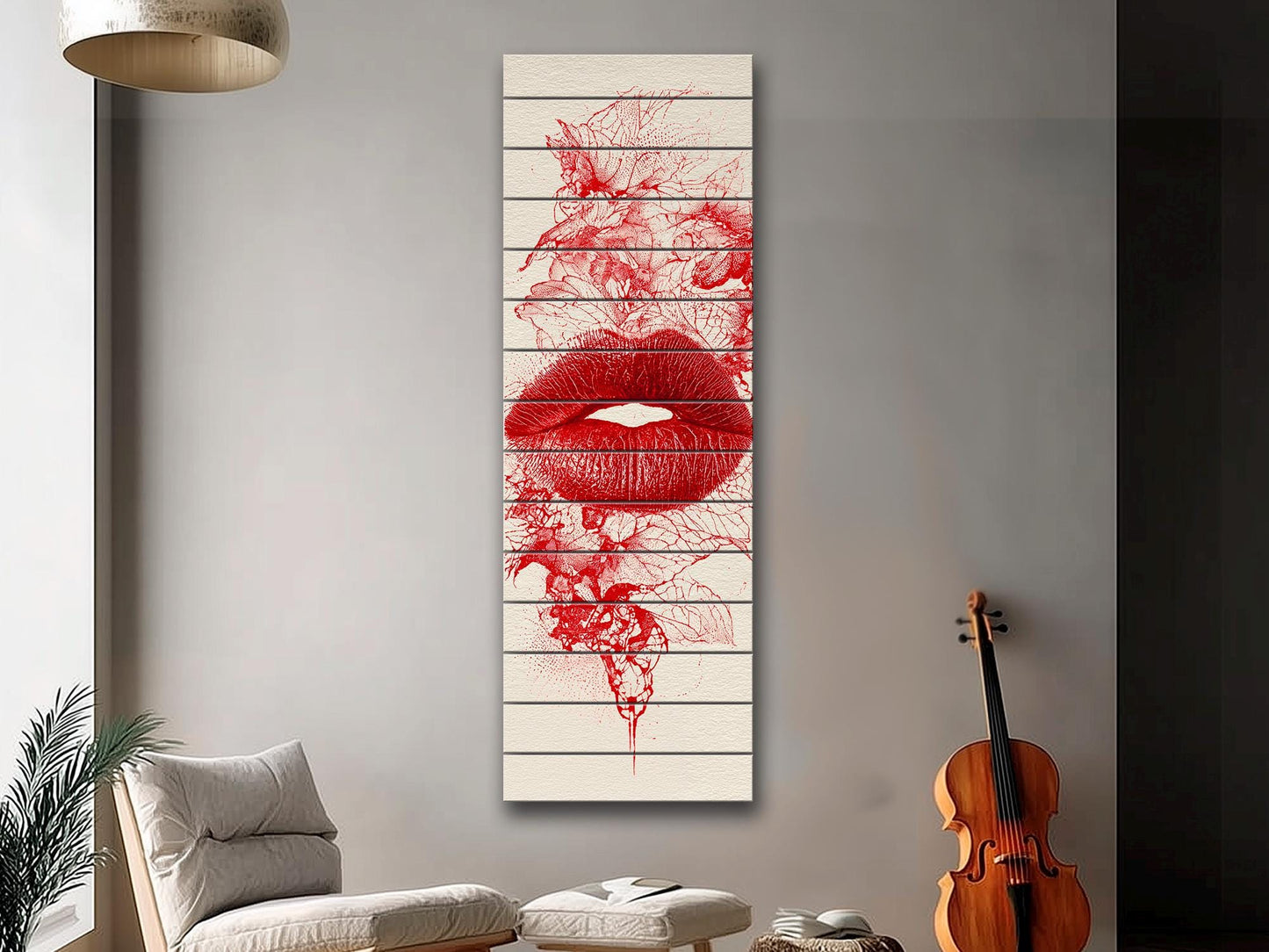 Red Lips Wall Art – Romantic Wall Decor | Modern Passion Art On Wood