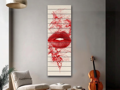 Red Lips Wall Art – Romantic Wall Decor | Modern Passion Art On Wood