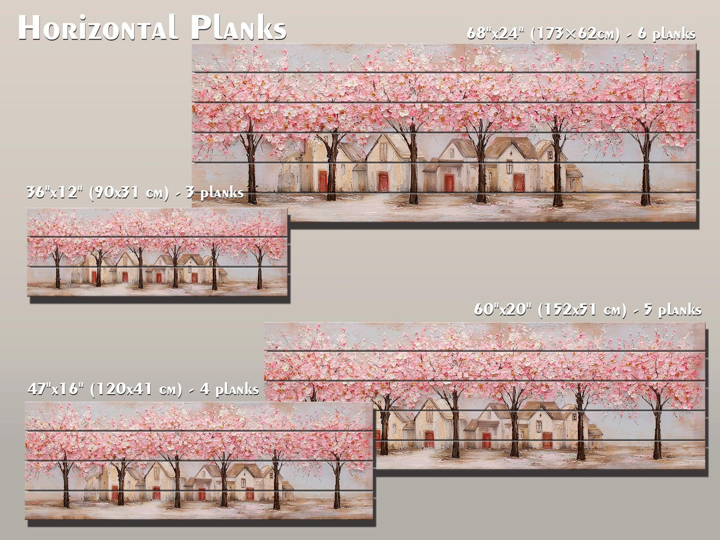 Spring Orchard Wood Print – Rustic Wood Wall Art With Blossoming Tree Artwork