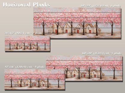 Spring Orchard Wood Print – Rustic Wood Wall Art With Blossoming Tree Artwork