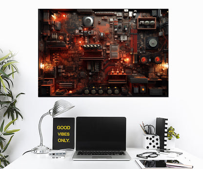 Abstract Circuit Canvas – Modern Technology Print | High Quality Cotton Canvas Wall Art