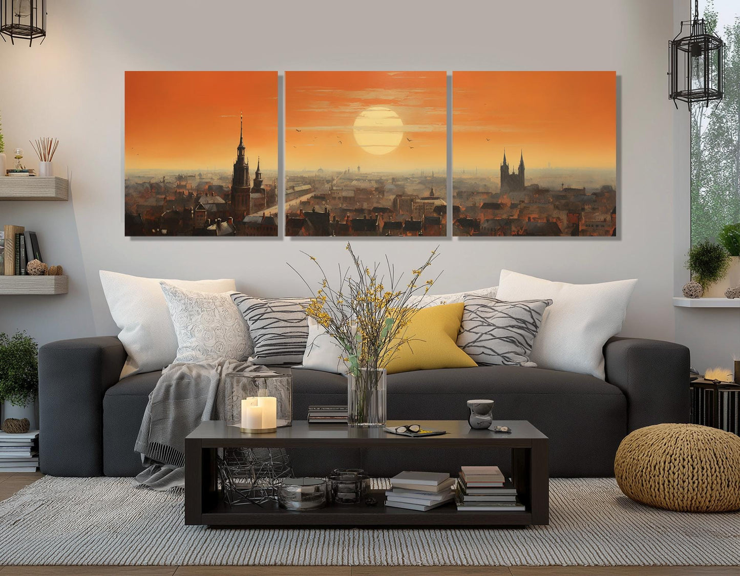 Abstract Brussels Wall Art, Brussels Skyline Canvas Print, Belgium Painting, Framed & Ready to Hang