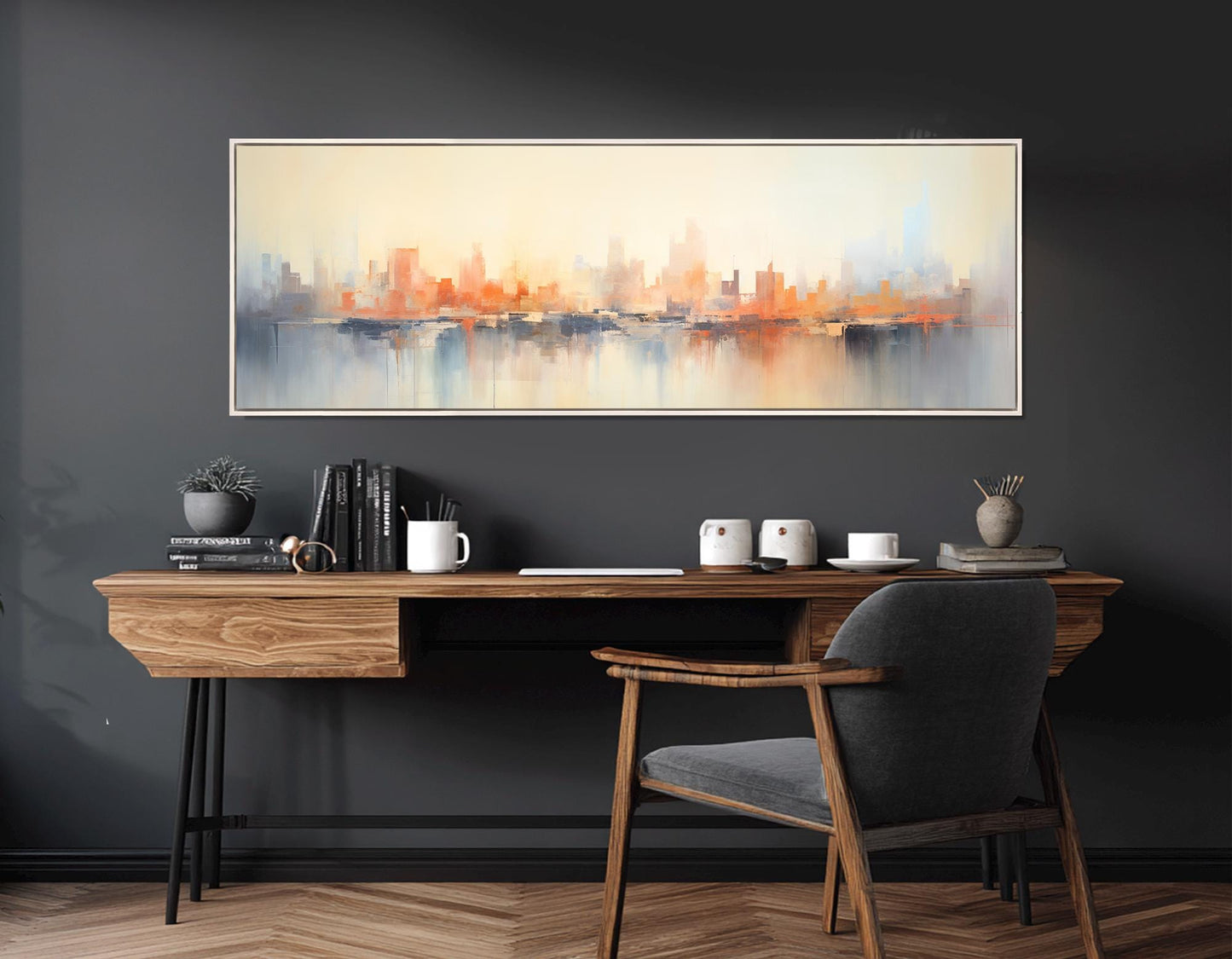 Abstract City Painting | Framed Canvas Print - City Skyline Art Ready to Hang