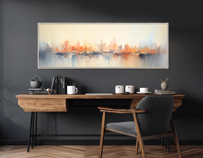 Abstract City Painting | Framed Canvas Print - City Skyline Art Ready to Hang