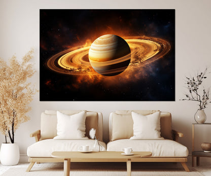 Saturn Canvas Print – Abstract Planets Wall Art | Framed & Ready to Hang