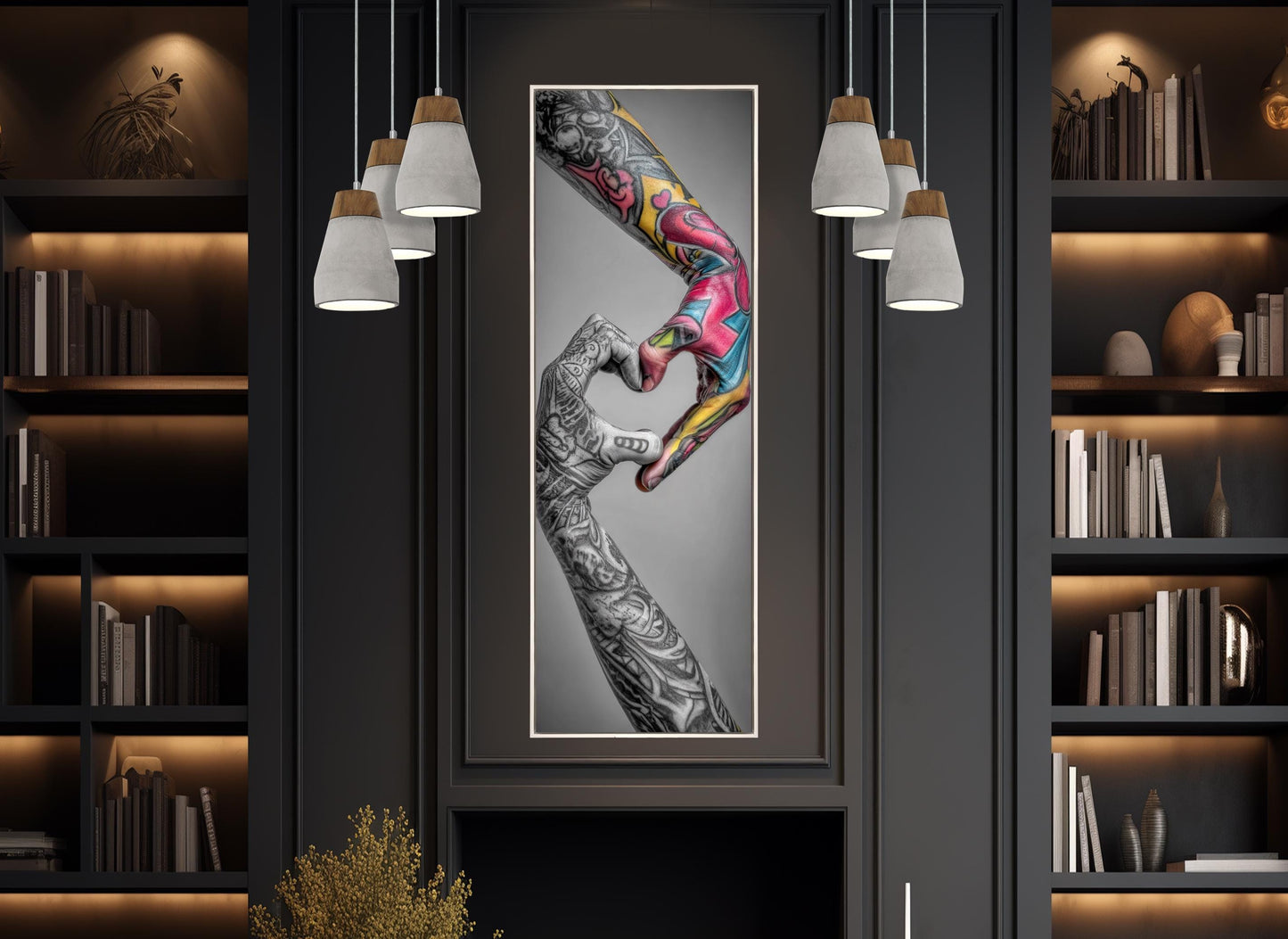 Tattoo Wall Art – Abstract Tattooed Hands Canvas Print | Framed & Ready to Hang