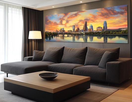 Austin Sunset Canvas Print – Large Abstract Austin Wall Art | Framed & Ready to Hang