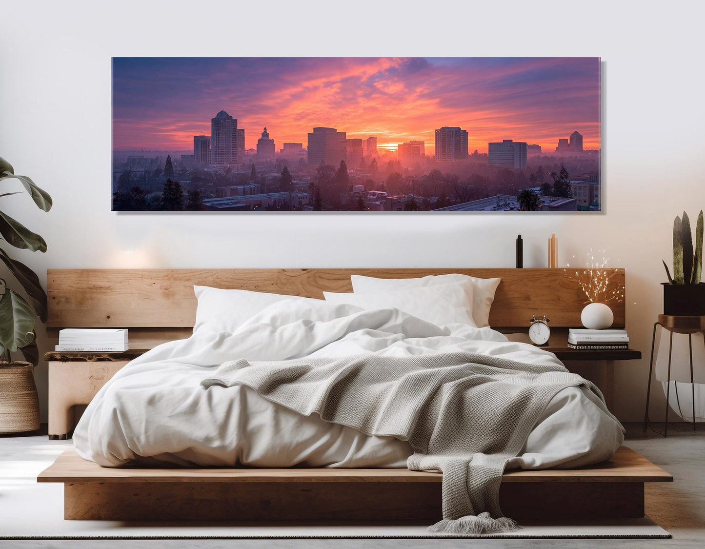 Sacramento Sunset Canvas Abstract Wall Art – Framed Canvas Print Ready to Hang