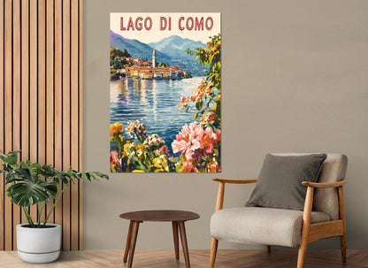 Lake Como Painting – Scenic Italian Lake Art | Framed Canvas Print Ready to Hang