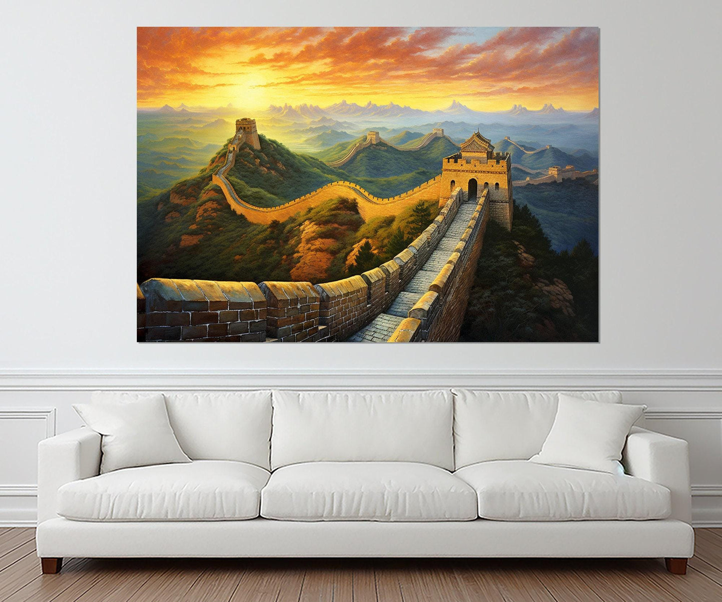 Great Wall of China Canvas – Framed Sunset Wall Decor | Ready to Hang Cotton Canvas Print