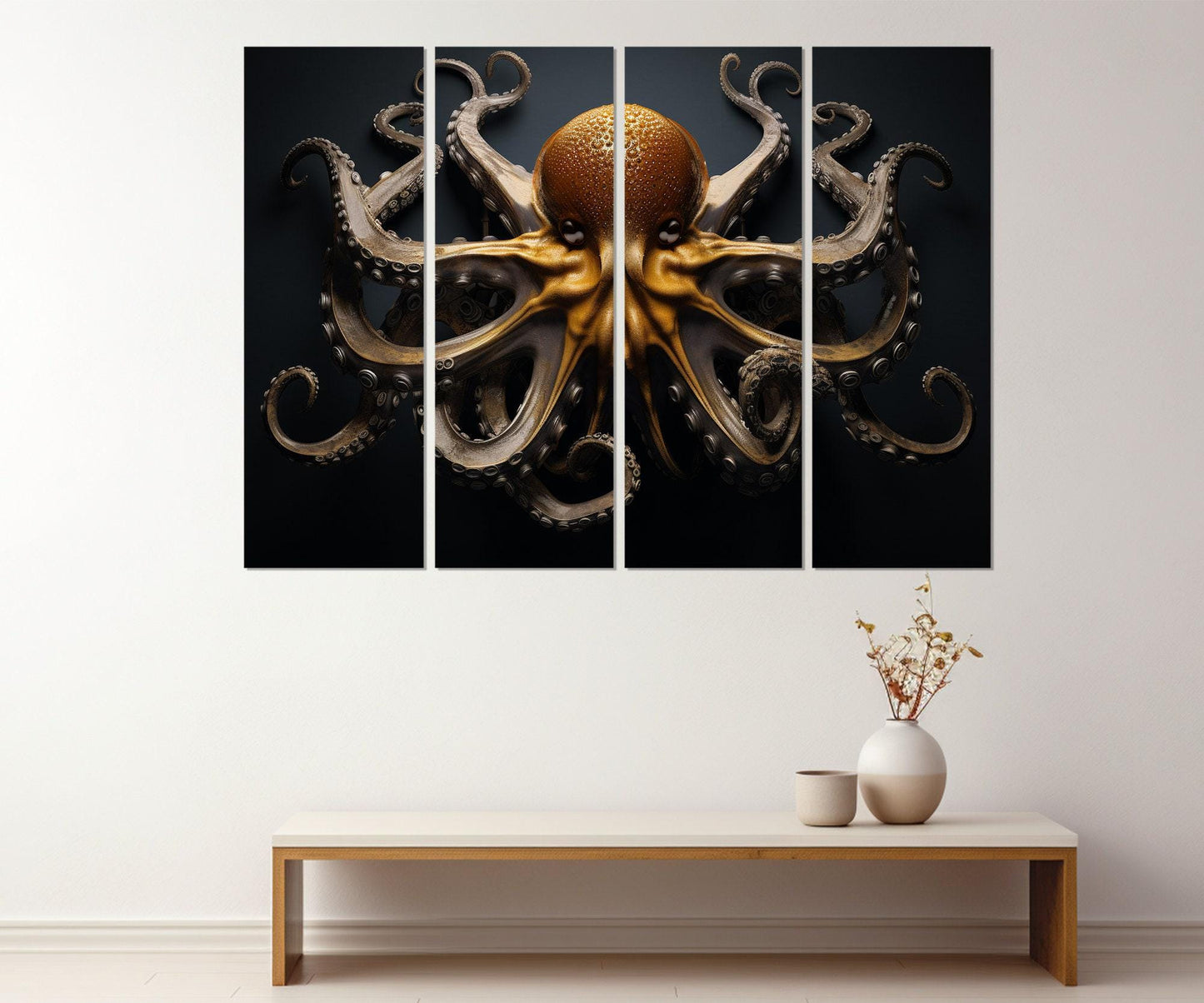 Abstract Octopus Canvas | Large Octopus Painting - Ready to Hang Wall Art