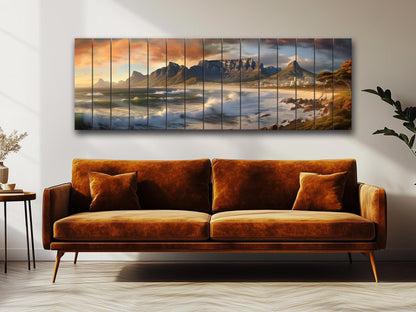 Cape Town Wood Wall Art – Rustic Abstract Skyline Print on Wood Planks