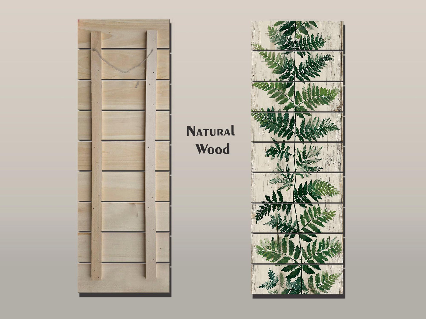 Wood Wall Art - Fern Leaf Botanical Art Printed on Wood – Rustic Nature Wall Decor – Greenery Painting Print for Your Home