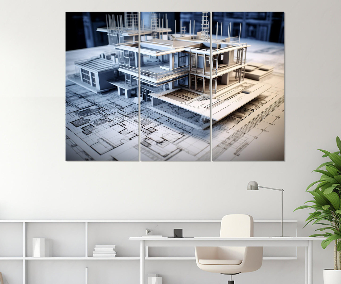 Architect Wall Decor, Architect Gift, Modern Architect Canvas Print, Architect Wall Art, Framed and Ready to Hang