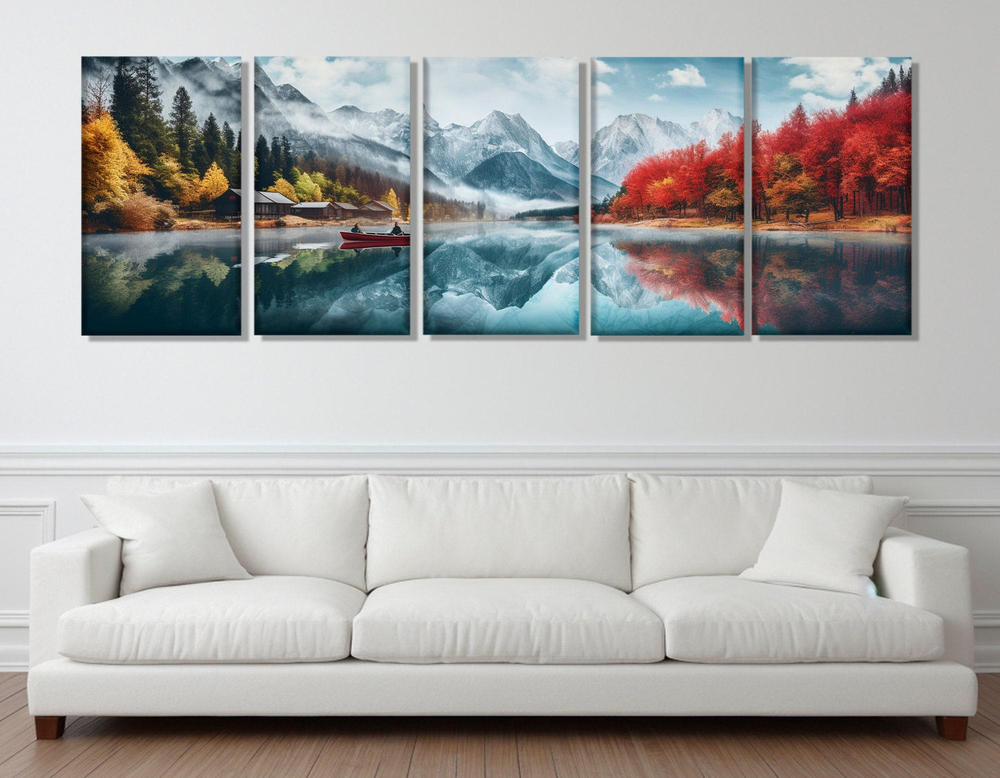 Banff Landscape Painting - Large Abstract Lake Canvas Wall Decor | Ready to Hang