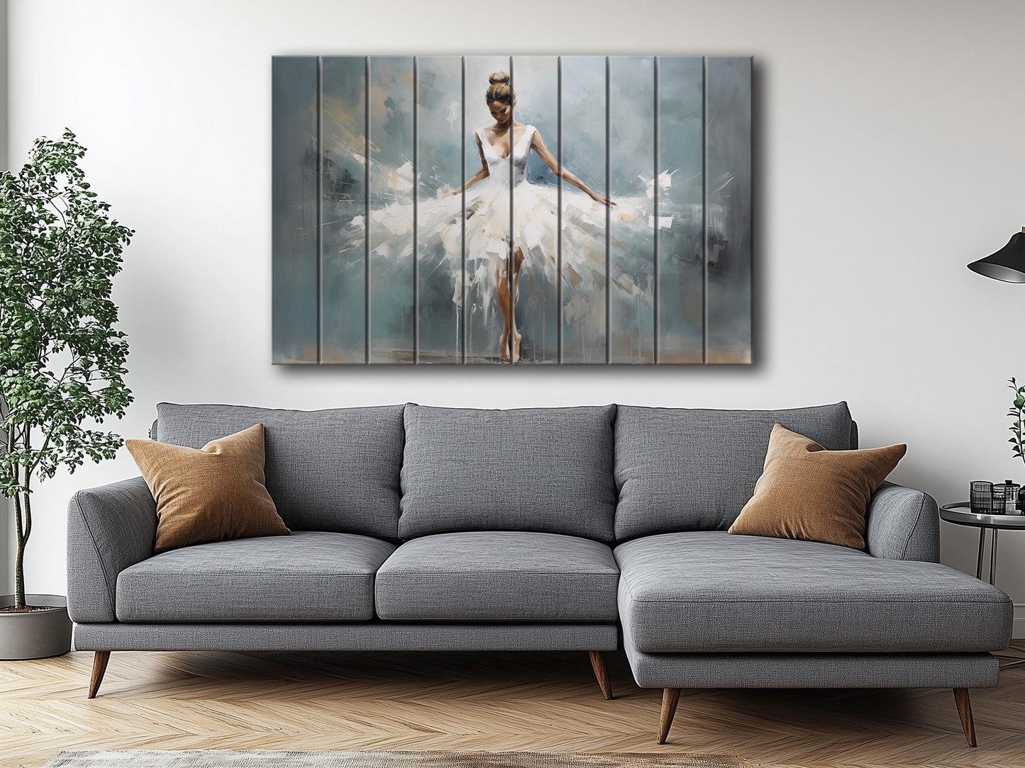 Rustic Wood Wall Art – Dancing Ballerina Painting on Natural Wood Planks