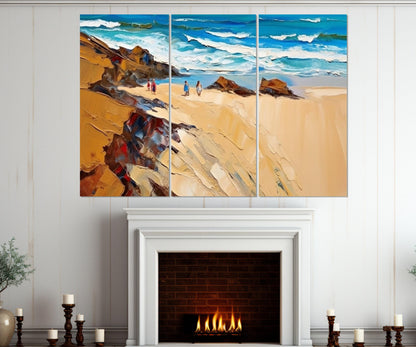 Beach Canvas Print – Abstract Beach Art Framed Canvas Wall Art Ready to Hang
