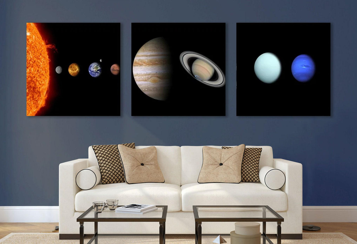 Solar System Wall Art – Large Planets Canvas Print | 3 Panel Space Decor