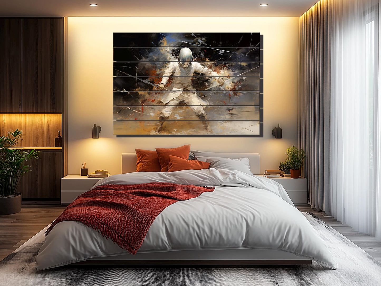 Rustic Fencing Wall Art – Natural Wood Plank Print | Abstract Fencing Decor Gift