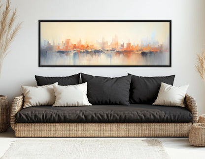 Abstract City Painting | Framed Canvas Print - City Skyline Art Ready to Hang
