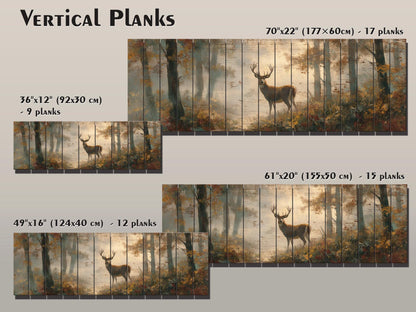 Rustic Wood Wall Art - Majestic Deer in a Misty Enchanted Forest Print on Natural Wood, Soft Tones Deer Wall Art, Hunting Cabin Wall Decor