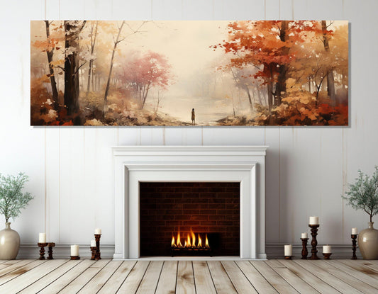 Autumn Landscape Canvas Large Canvas Painting – Abstract Forest Print, Ready to Hang Art