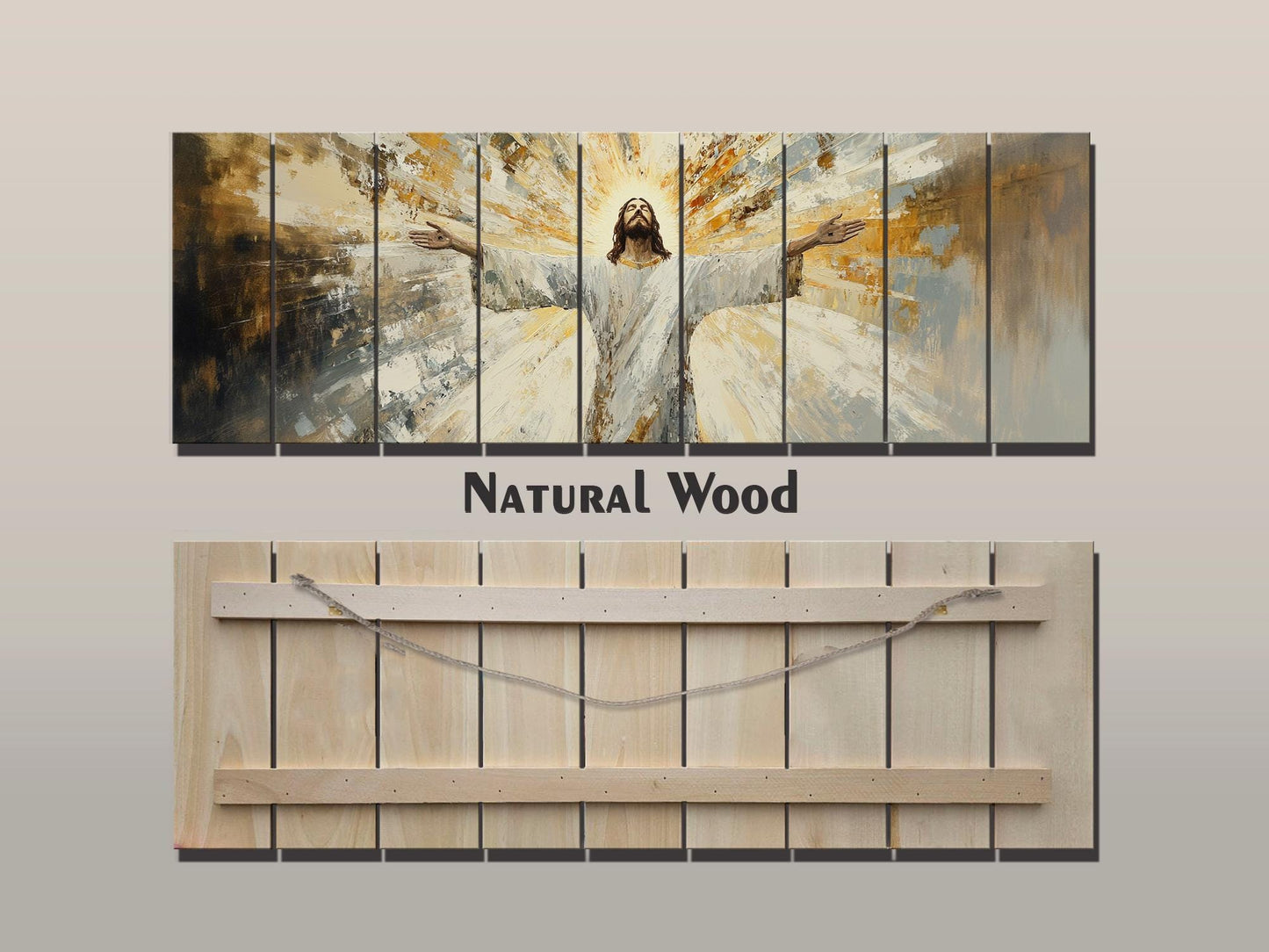 Jesus Christ Print | Rustic Wall Art on Natural Wood Planks - Christian Gift Idea