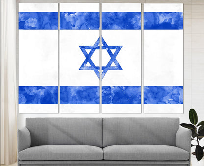 Israel Flag Canvas | Framed Cotton Print - Ready to Hang Patriotic Wall Art